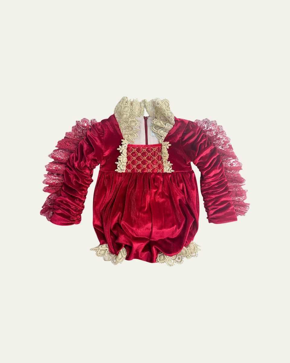 Girl's Victoria Ruffle Trim Romper, Size 3M-24